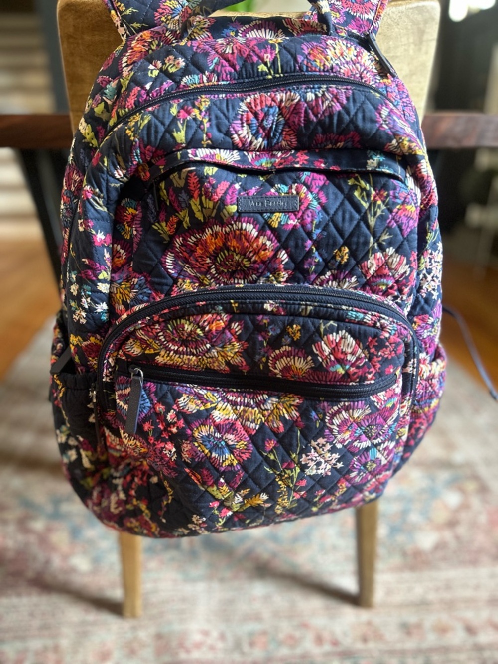 Vera Bradley Floral Quilted Backpack Travel School Bag - Picture 3 of 10